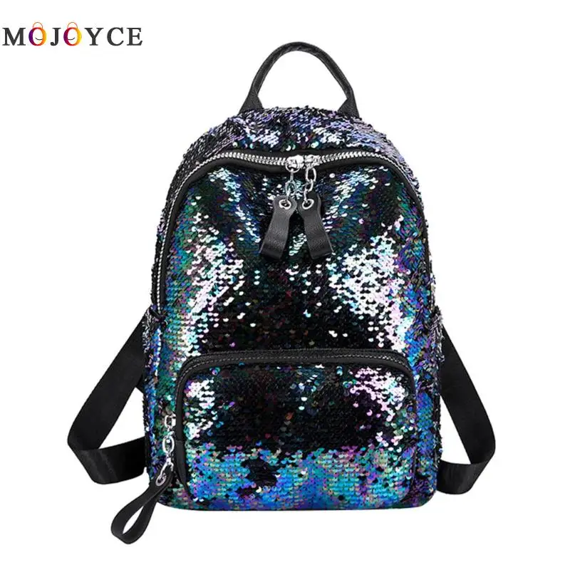 Модный женский рюкзак с блестками, рюкзак для путешествий, рюкзак для подростков, блестящий рюкзак из искусственной кожи - Цвет: Blue
