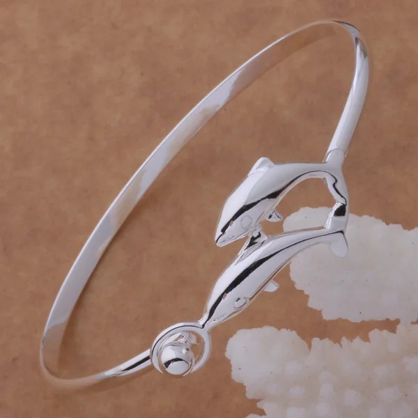 

AB041 925 wholesale silver bracelet, 925 silver fashion jewelry double Dolphin bracelet /gfkaowra cqzaliga