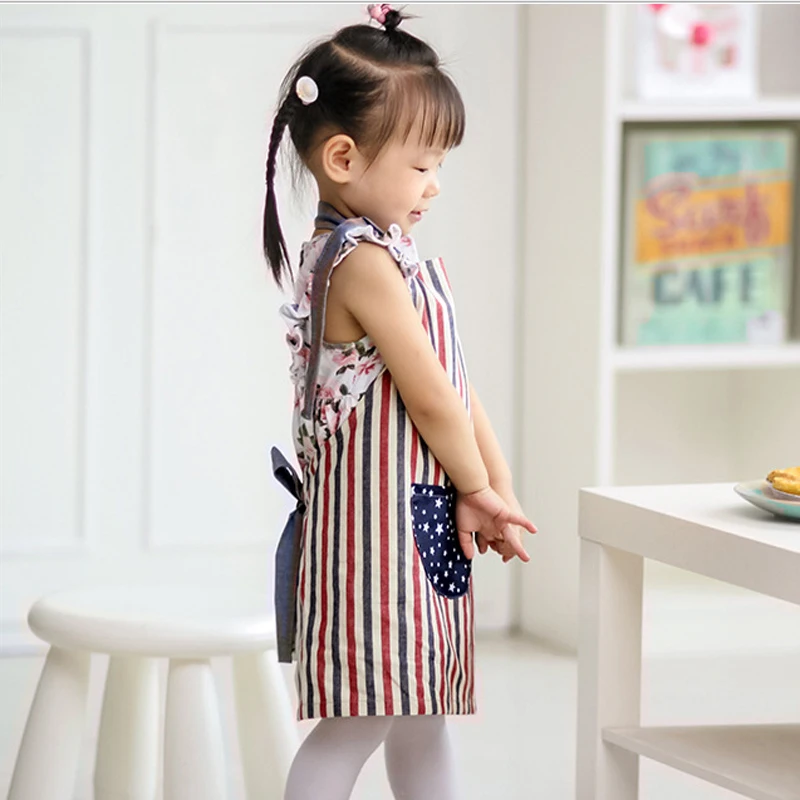 2016 New Women And Kids Apron Kitchen Cooking Cotton Apron White Fashion Adult Work Apron For Pockets Free Shipping