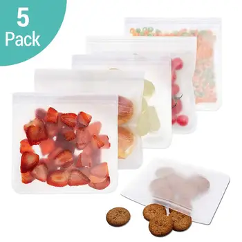 

5Pcs/lot EVA Freezing Bags Reusable Food Storage Bags Leakproof Ziplock Bags Resealable Sandwich Bag For Lunch Food Snack Makeup
