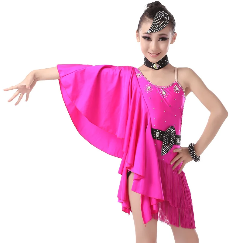 Latin Dance Costumes Show Costumes Girls Harnesses Rhinestones Tassel