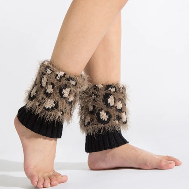 Leopard Fashion Women Leg Warmer Crochet Warm Short Boot Cuffs Women Knitted Long Socks Winter Warmer Leg Socks Elastic New  (11)