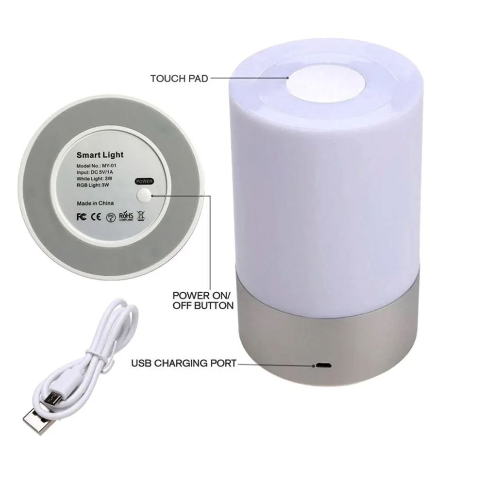 

LED Night Touch Sensor Living Room Bedside 3W Adjustable Reading Camping RGB Color Desk Light Table Lamp