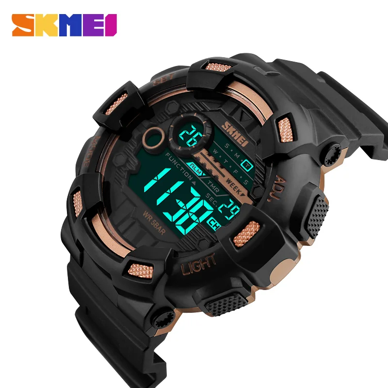 

SKMEI 1243 Male Outdoor Sports Electronic Watch Waterproof Back Light LED Display Clock Chronograph Double Time men Wristwatches