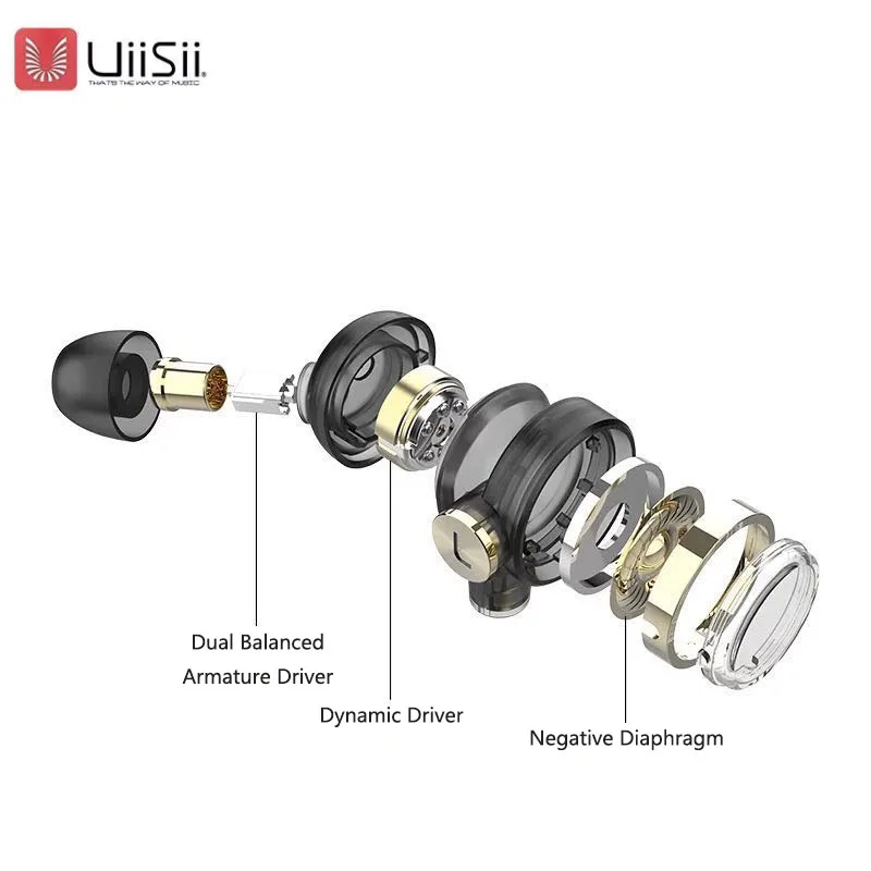 UiiSii BA-T9 2BA+ 1DD 6 драйвер гибридная технология монитор HiFi DJ бас стерео с микрофоном наушники для iPhone xiaomi