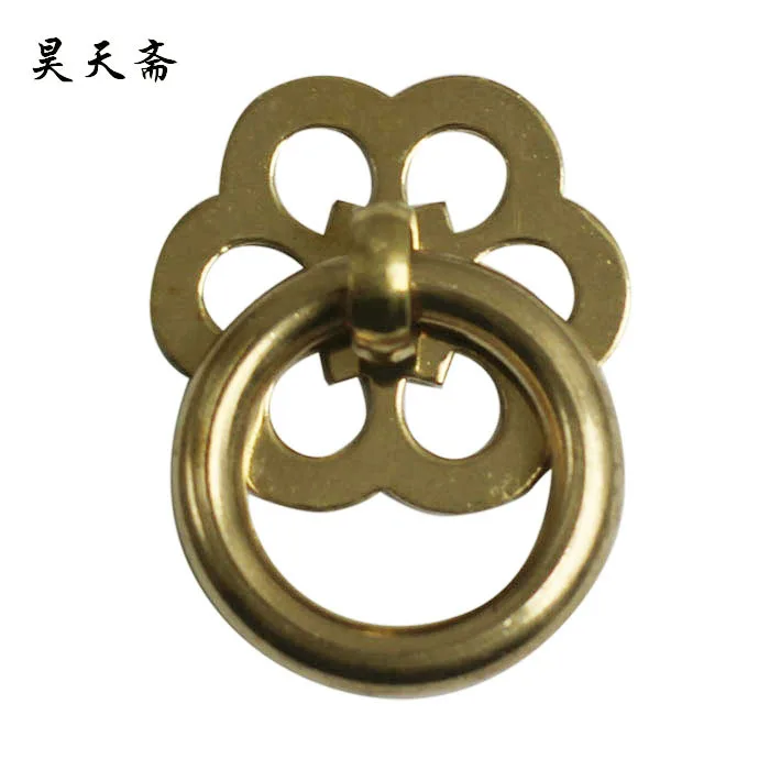 

[Haotian vegetarian] Blossoming handle copper ring HTE-173 Chinese antique Ming and Qing furniture accessories three