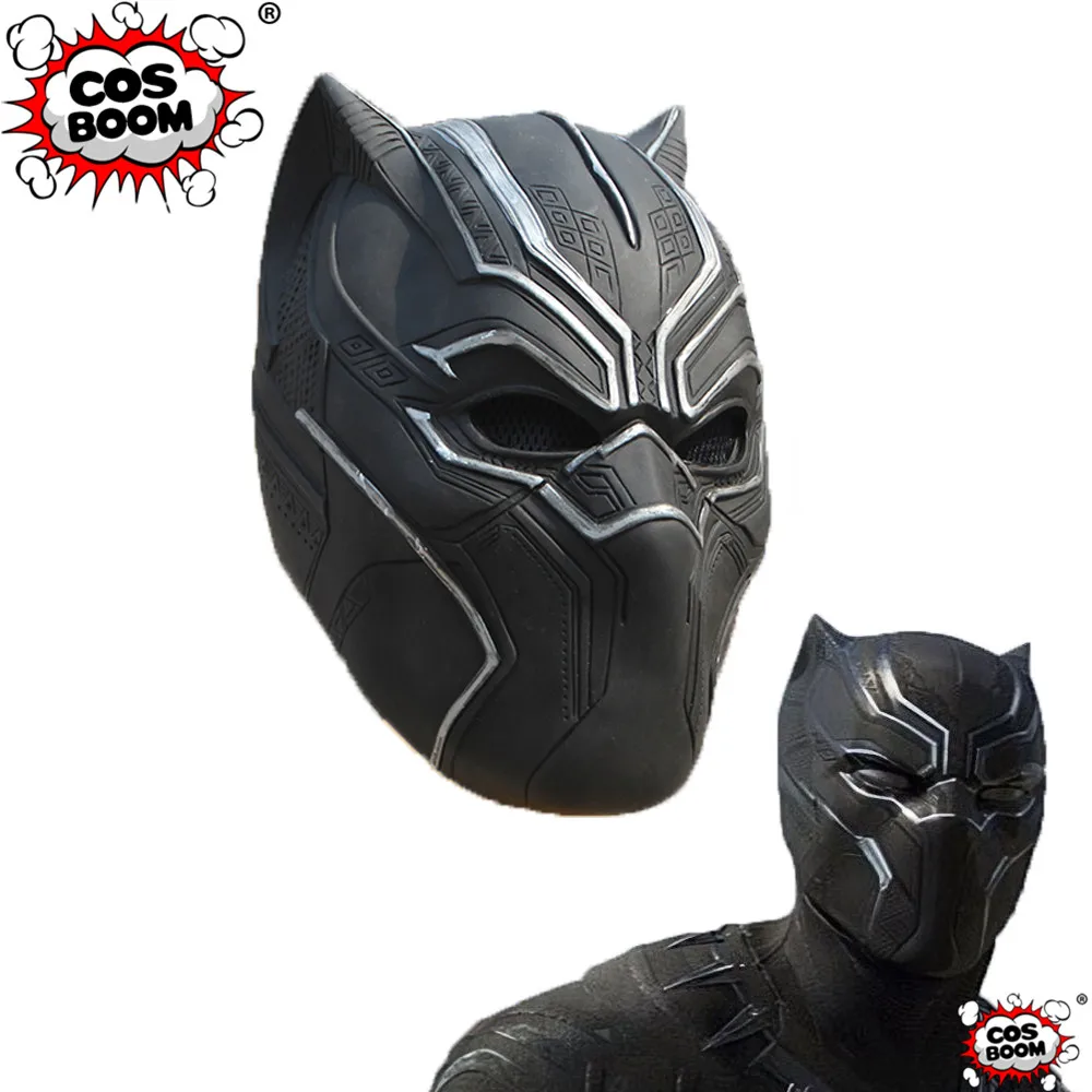 

COSBOOM Black Panther Mask Hard Latex Adult Halloween Carnival Cosplay Props Full Face Mask Civil War Black Panther Mask