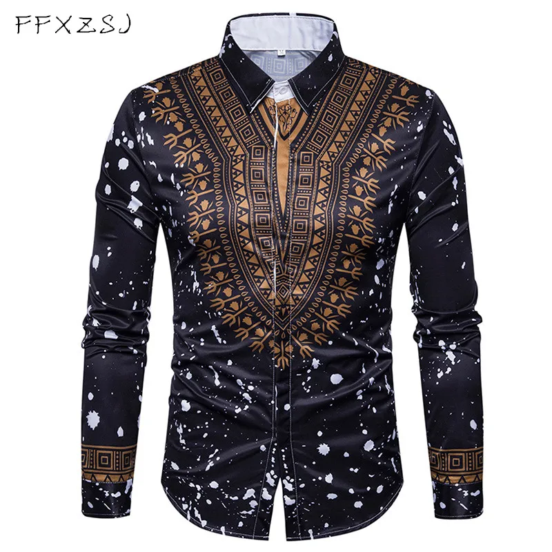New Tops men's casual shirt 2018 spring 3D National style printing Floral pattern men fashion Edition long sleeve Shirt EU size New Tops men's casual shirt 2018 spring 3D National style printing Floral pattern men fashion Edition long sleeve Shirt EU size