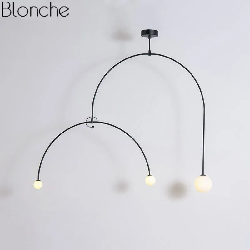 

Nordic Iron U Line Pendant Lights Modern Led Hanging Lamp for Dining Room Bedroom Home Lighting Fixtures Art Decor Luminaire G4