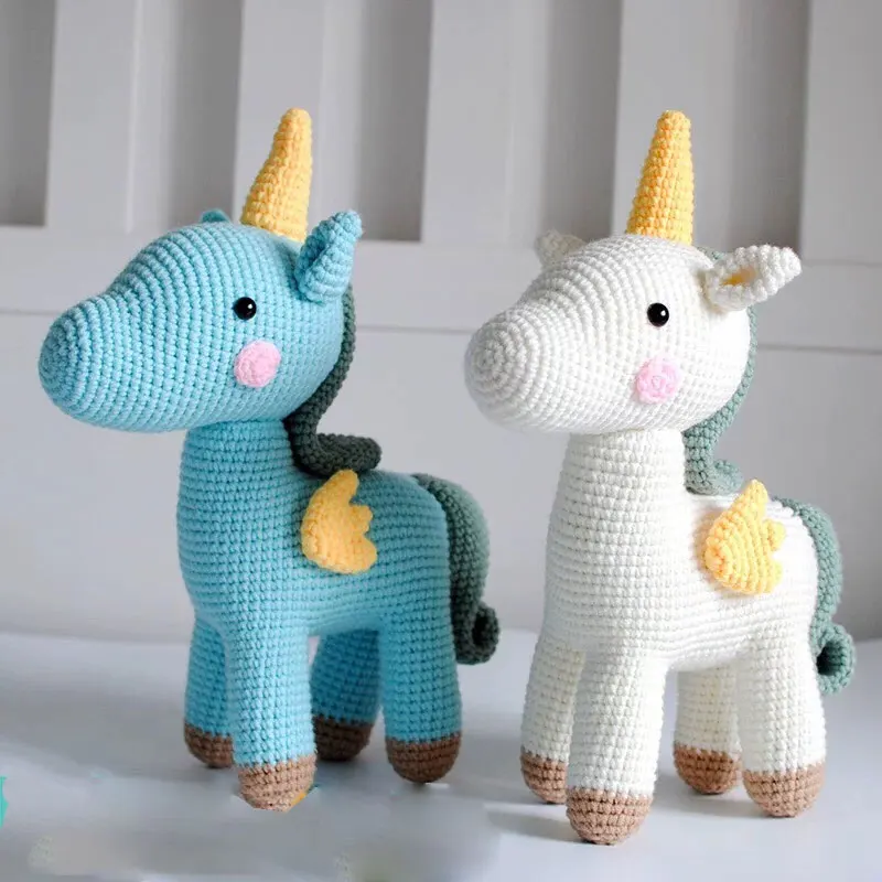 

20*12 CM Unicorn Baby Eco Friendly Soft Doll Handmade Crochet Pattern Amigurumi Cute Cartoon Stuffed Plush Toddler Kids Toys