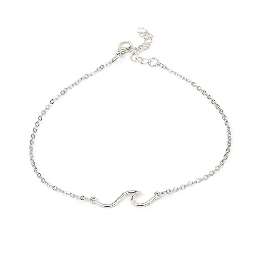 

Personality 8 Character Bracelet Sea Wave Shape For Women Girls Rope Chains Cute Romantic Elegant Golden Color Simple 2019