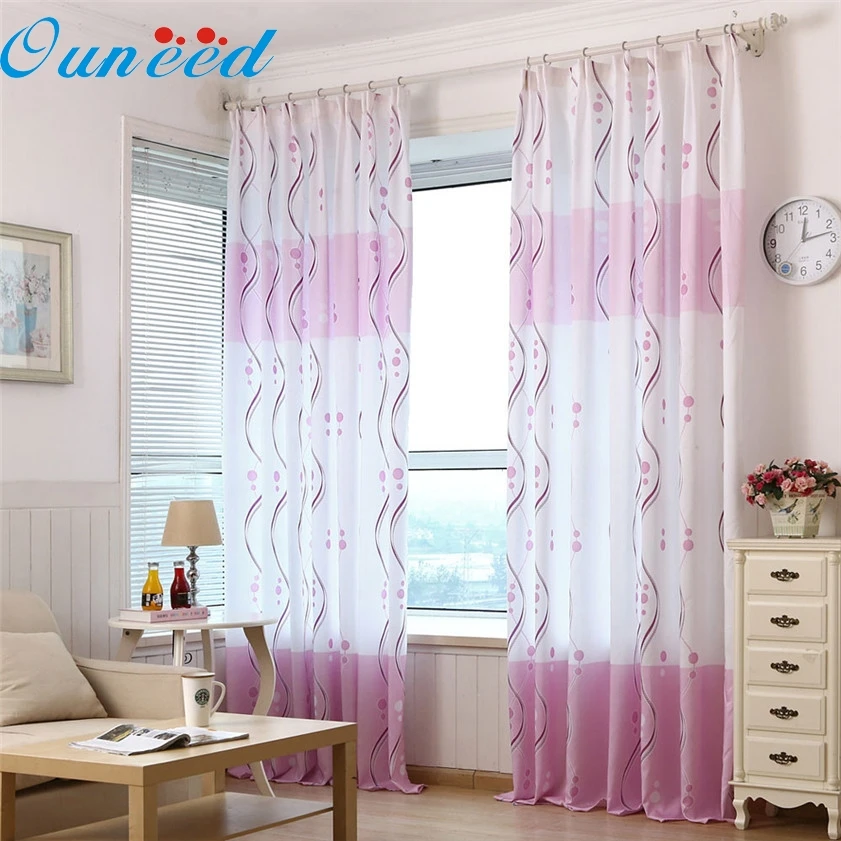 

Zero Fresh Purple Print Sheer Window Curtains For Living Room Bedroom