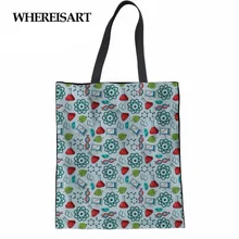 WHEREISART Экологичная холщовая Хлопковая сумка для покупок для мамы, научно-исследовательская печать, лучшая сумка на плечо, Повседневная Большая Сумка-тоут