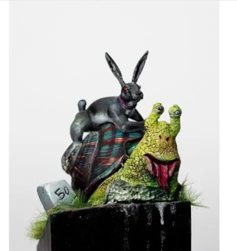 

New Unassembled 1/32 62mm Harley and his Racehorse Rabbit Riding Snail Resin Kit DIY Toys Unpainted resin model