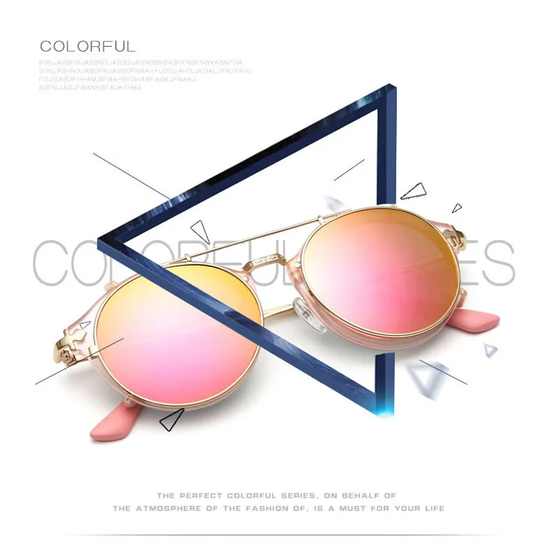Kdeam Happy Clip On Солнцезащитные очки для мужчин, съемные круглые очки в стиле стимпанк, женские дизайнерские очки с фирменной коробкой