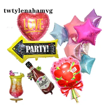 

New wedding rose decoration 18 INCH LOVE heart Foil Balloon Valentine's Day ball anniversary day party cup bottle air Ballon
