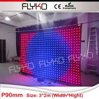 

free shipping high quality velvet fabric led curtain 2x3m P9