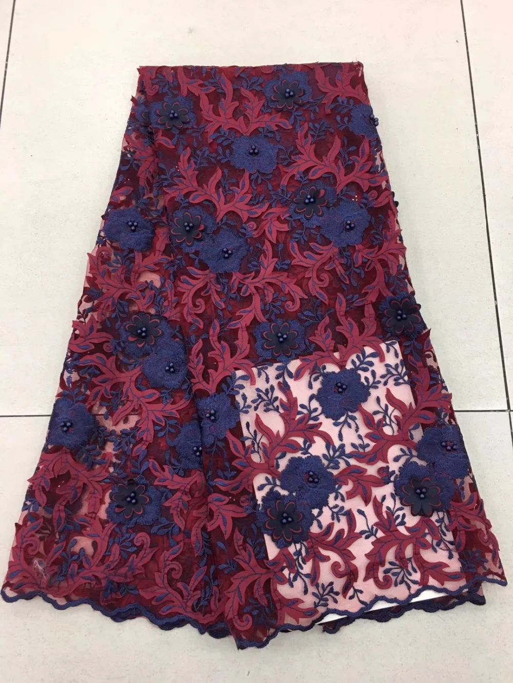

Chiffon tulle lace 2018 latest African Nigerian fabric, embroidered pointy lace fabric 5 yards