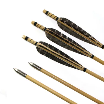 

6/12/24 pcs natural wood arrows 31.5inch, white Turkish feathers and iron arrows, bows for archery shooting