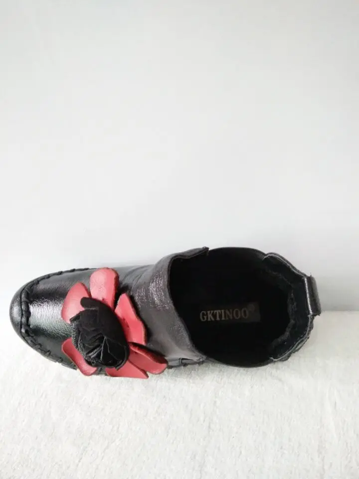Женские ботильоны с большим цветком; мягкая обувь на плоской подошве; модная женская обувь из натуральной кожи; сезон осень-зима; женская обувь; большие размеры 40-41