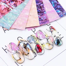 1 лист сломанной оболочки ломтик наклейка хлопья ногти проблеск Abalone градиент aheesive 3D наклейки стекло слайдер искусство украшения LA747