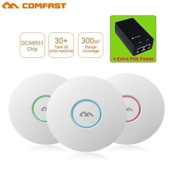 COMFAST 300Mbps Wifi access point Networking router 802.11b/g/n Indoor Ceiling wireless AP Wi fi Router 48 POE openWRT ddwrt AP comfast 1750mbps wifi router 2 4g 5 8g ac manage router 1wan 4lan 802 11ac access point wi fi router for big area wifi coverage