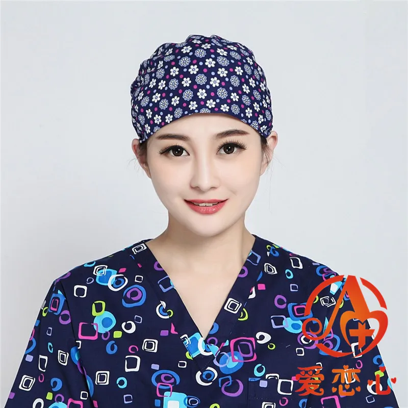 Хирургическая шапочка с операционной медсестра шляпа доктор работы cap европейской и американской пищевой текстильной пыли платок