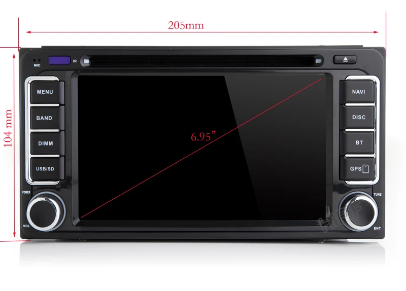 Top 2 din 6.95 inch 200*100 Car DVD player GPS+BT+Radio+Touch Screen+car pc+aduio+Stereo+Video For Toyota Hilux VIOS Camry Corolla 0
