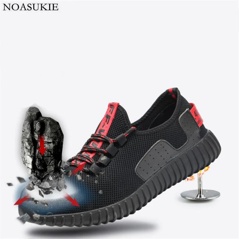 

Summer Men Breathable Mesh Safety Shoes Anti-Smashing Puncture Steel Toe Shoes Fashion Tenis Work Shoes Sneakers Steel Shoes