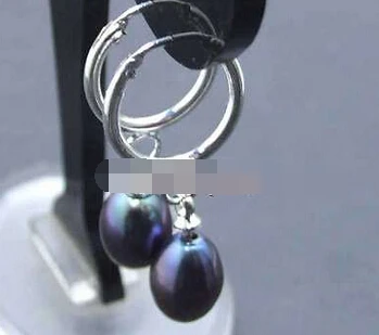 

hot sell new - 1454 loop Dangle Earring & natural Black pearl