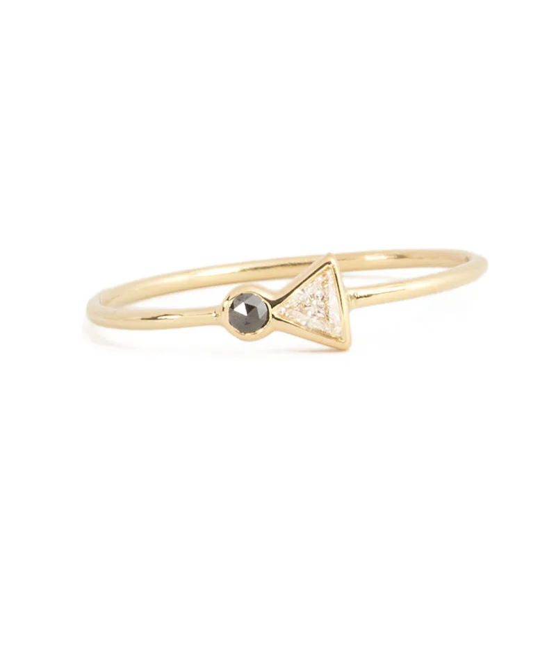 

Cross-border Supply European and American Ring Rose Cut Black Crystal White Gold Ring