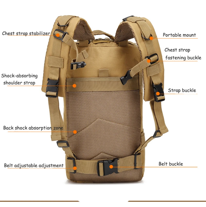 2017 3P Outdoor Military Tactical Backpack 30L Molle Bag Army Sport Travel Rucksack Camping Hiking Trekking Camouflage Bag (18)