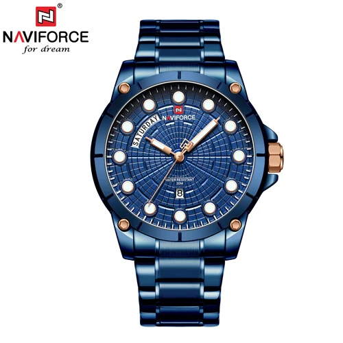 Мужские часы naviforce люксовый бренд часы наручные часы из стали кварцевый спортивный военный светящаяся Дата Неделя Relogio Masculino - Цвет: BE BE