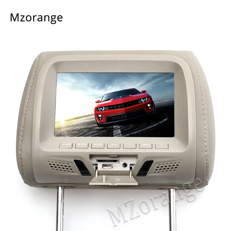 MZORANGE 7 дюймов Автомобильный подголовник монитор TFT-LED экран Подушка монитор с AV USB SD MP5 FM динамик 3 цвета на выбор SH7048-MP5 - Цвет: Серый