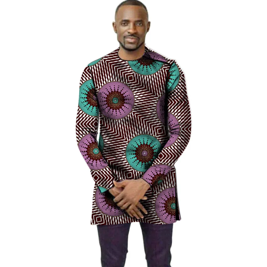 Африканская одежда мужская рубашка slim fit Анкара o-образным вырезом печати Топы настроить для свадебной одежды мужские формальные футболки "Анкара"