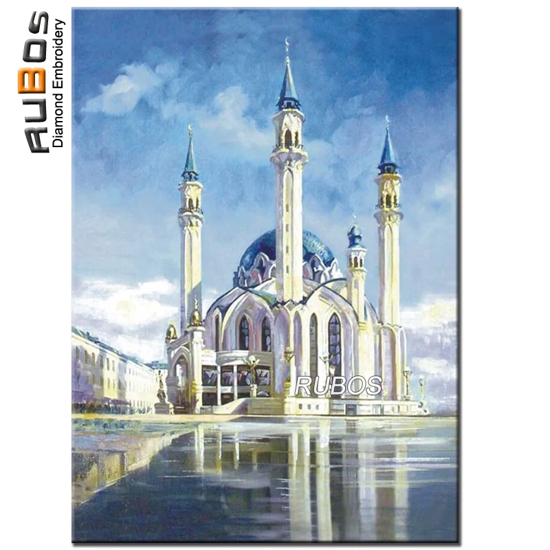 RUBOS DIY 5D diamond mosaic Kul-Sharif Mosque religion full diamond embroidery painting picture by rhinestone wall roll sticker (1)