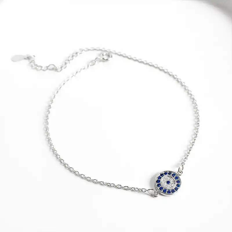 available in 3 colors Dainty evil eye bracelet Cubic Zirconia evil eye bracelet Eye shaped eye Sterling Silver Evil eye bracelet