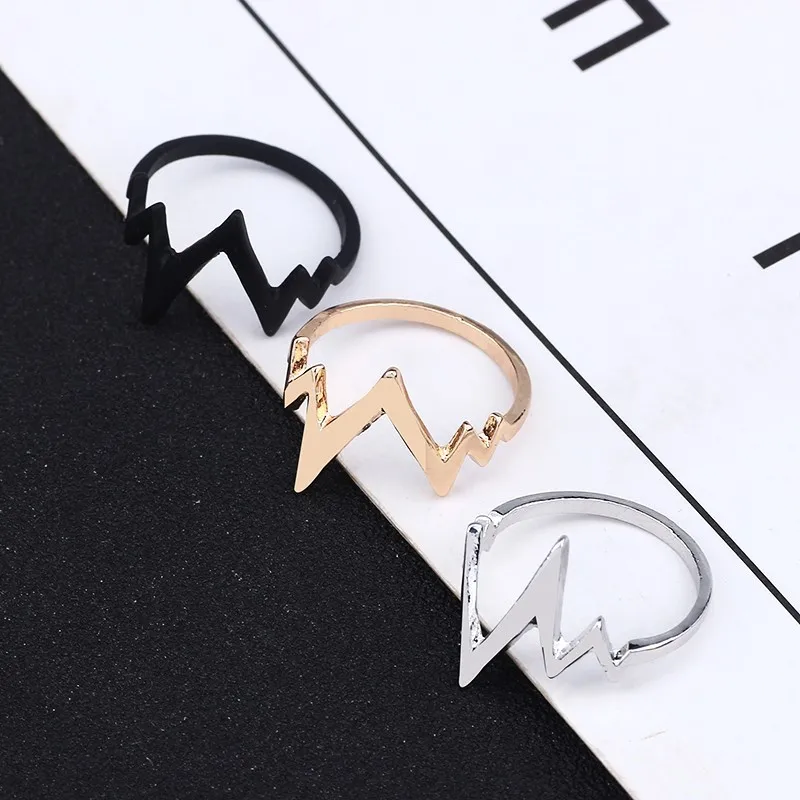 Кольцо с электрокардиограммой для мужчин и женщин|black gold|ring blackblack gold jewelry |