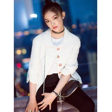 Роскошный бренд Осень горячая Распродажа одежда женская модная куртка с длинными рукавами белая шерсть элегантное пальто для офисных леди