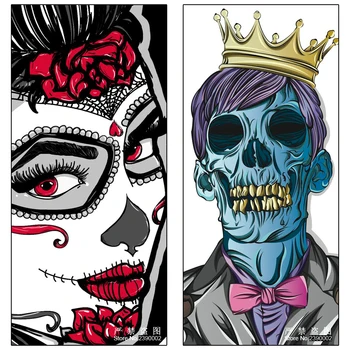 

5D DIY Diamond Painting Skull King And Queen Woman Posters Diamond Painting Cross Stitch Halloween Needlework Home Decorative