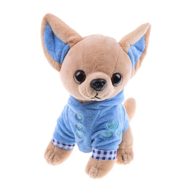 1 шт. 17 см Чихуахуа щенок детская игрушка Kawaii Имитация животных кукла подарок на день рождения для девочек Детская милая мягкая собака плюшевая игрушка - Цвет: Blue