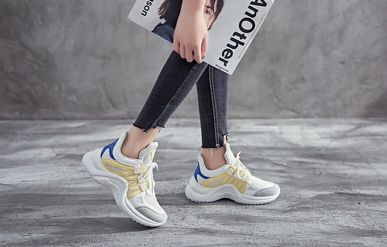 2018 New Fashion Women Casual Shoes Women Sneakers Trends Ins Female White Flats platform Spring Summer Lace Up Large size 35-43 (29)