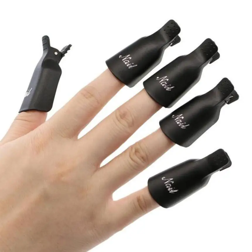 Горячая распродажа 10 шт пластик дизайн ногтей замочить колпачок клип средство для снятия УФ гель-лака обертывание инструмент Прямая поставка - Цвет: Black
