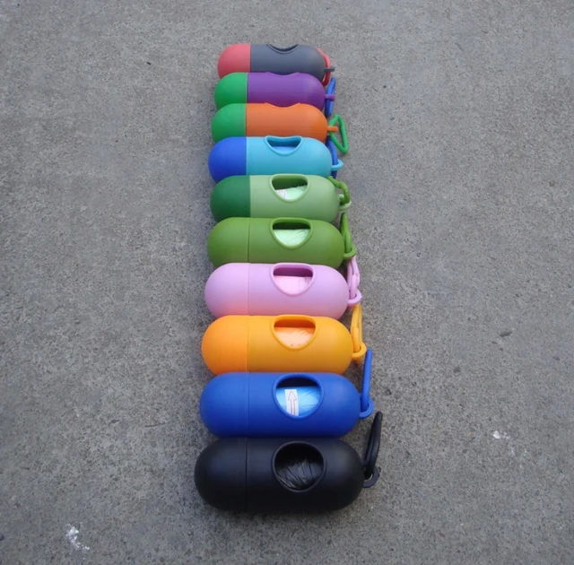 20pcs/lot Pill Shape Pet Dog Clean up Bags Dispenser Waste Garbage Bags Carrier Holder Dispenser Poop Bags Set Waste Poop Bag