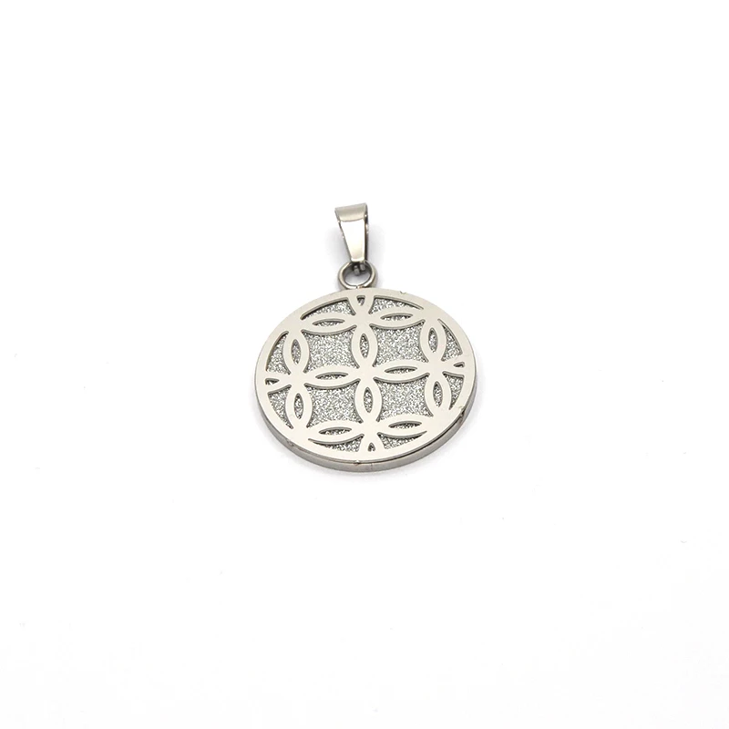 

New style wholesale stainless steel silver color frosted flower shape fashion pendant for women P05167