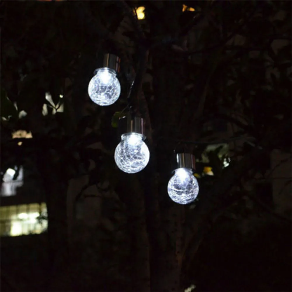 14PCS Solar Hanging LED Light Mosaic Crackle Glass Globe LED Garden Lights Pendant Lamp Color Change Lantern Lamparas 35AP11 (9)