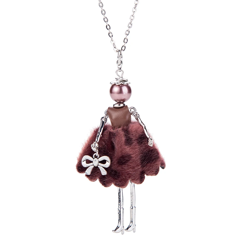 

Top Quality!!fashion Yarn Cloth Bowknot Dress Doll Necklace Women Jewelry stores Christmas Gifts Jewelry Accessories 2018