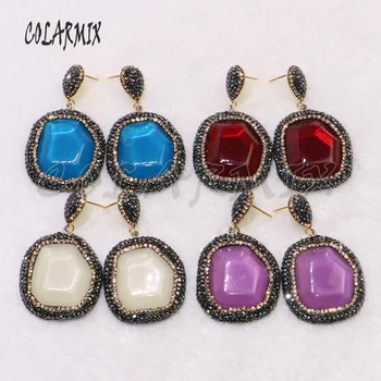 

5 pairs crystal earrings drop earrings mix colors stone earrings dangle earrings fashion druzy jewelry for women gift 9189