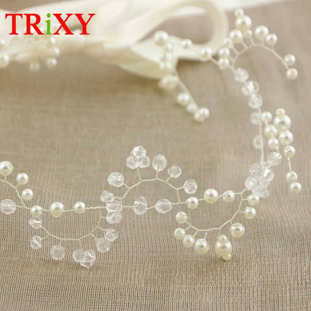 TRiXY H94 Стразы свадебное с жемчужными бусинами аксессуары для волос Флора жемчуг бисер свадебные аксессуары для свадьбы и вечеринки