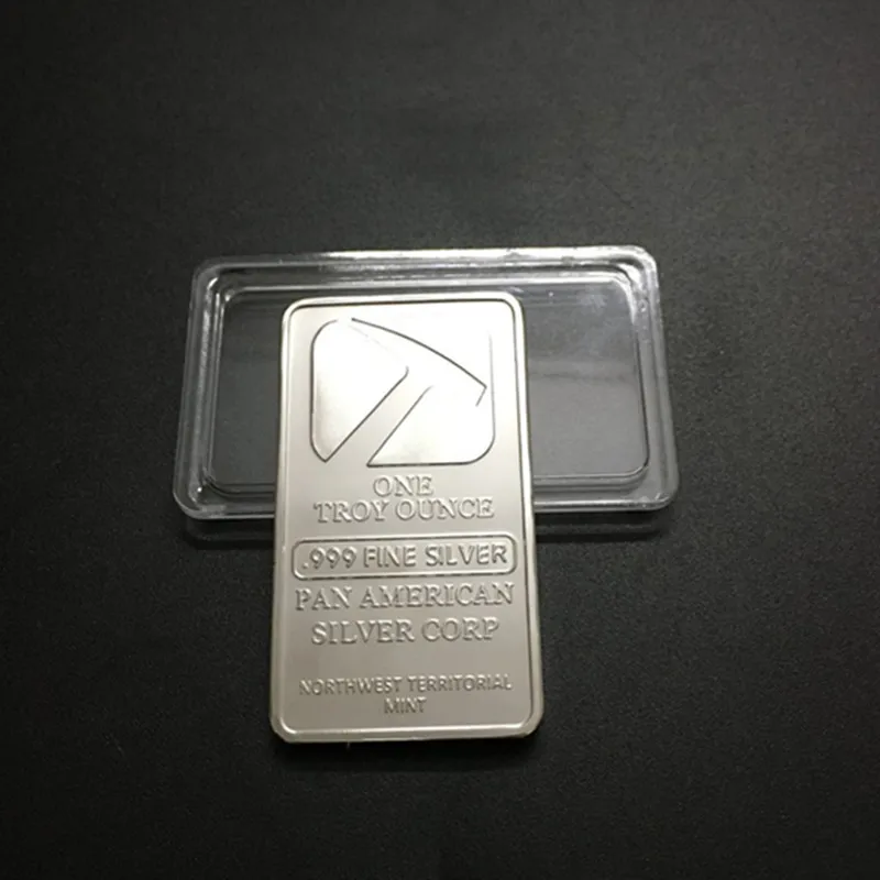 

10 pcs Non magnetic Pan American Hammer bullion bar 1 OZ silver plated ingot badge 50 mm x 28 mm collectible decoration bars